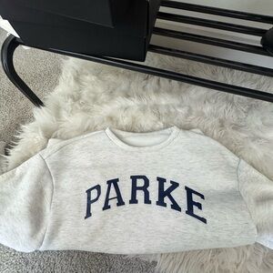 Gray Sweatshirt with Blue Lettering